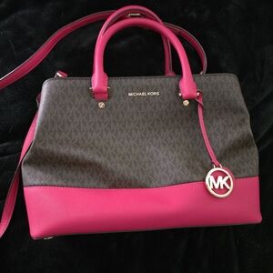 Michael Kors Fuchsia and Brown Satchel